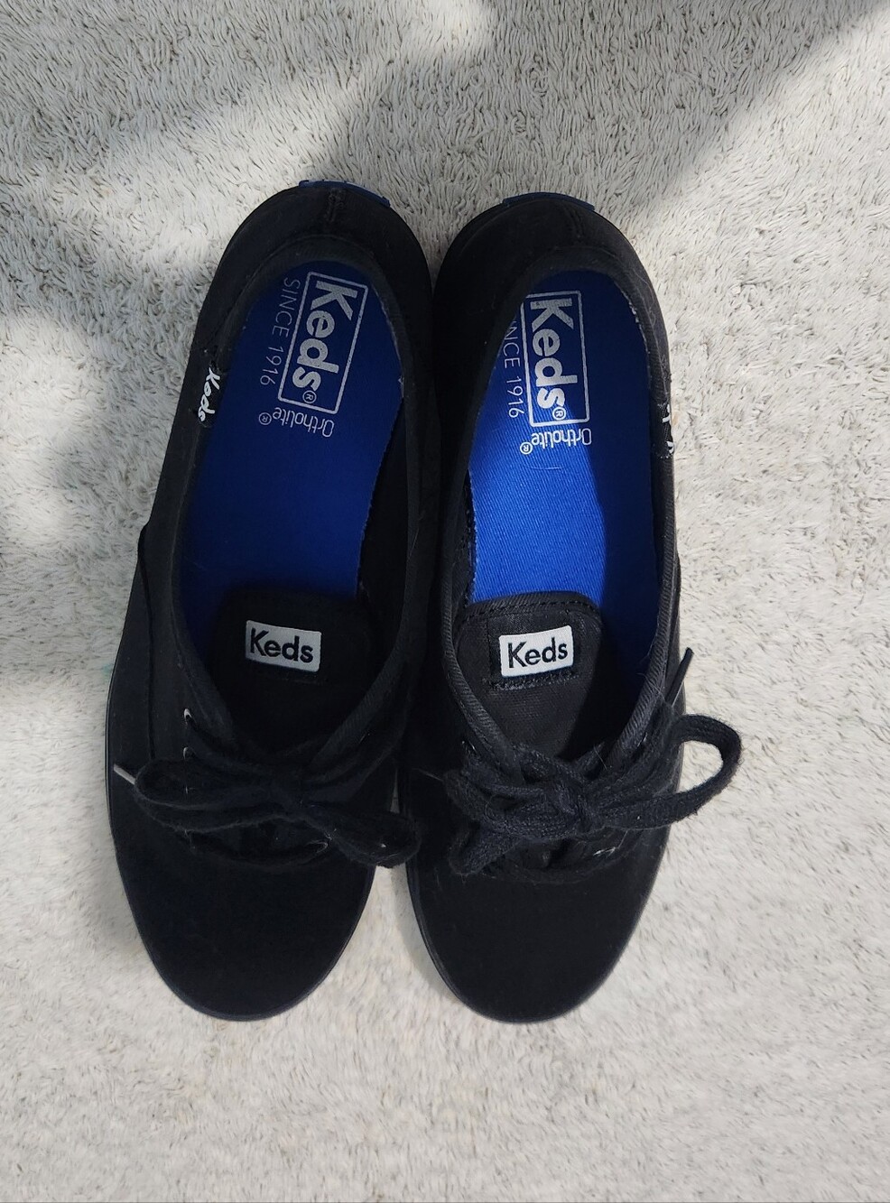 Keds Women's Black Canvas Lace-Up Sneakers with Blue Insole